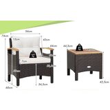 Vrt > Pohištvo za vrt Vrtno pohištvo, klubska mizica s stoloma, bele blazine | Shoptok.si