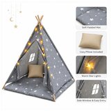 Ginger Home Dječji šator tipi Little Stars, 120x120x160 cm, siva sa zvjezdicama Cijene