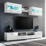 vidaXL Petodijelni set zidnih TV regala s LED svjetlima bijeli visokog sjaja Cijene