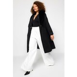 Trendyol Curve Black Fur Collar Coat cene