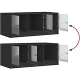 vidaXL Klubska mizica s steklenimi vrati črna 102x50x42 cm | Shoptok.si