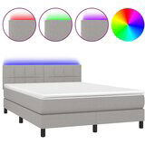  Box spring postelja z vzmetnico LED svetlo siva 140x190cm blago, (20901538) | Shoptok.si