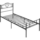 HOMCOM Jekleni okvir za enojno posteljo 95x211x106cm, integrirane letve, vzglavje in vznožje, spodnji prostor za shranjevanje, črn, (20746008) Cene