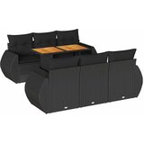  7-dijelni set vrtnih sofa od poliratana s jastucima crni Slike