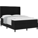 vidaXL Posteljni okvir z vzmetnico, črn, 160x200 cm, tkanina, (22050158) | Shoptok.si