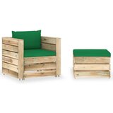  2-dijelna vrtna garnitura s jastucima zeleno impregnirano drvo | shoptok.hr
