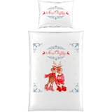 XMAS OBOJESTRANSKA POSTELJNINA Christmas Collection 140/200 cm saten rdeča, bela | Shoptok.si