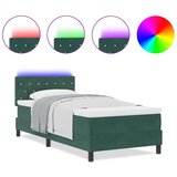 vidaXL Box Spring Krevet s Madracem & LED Tamno Zelena 90x190 cm Baršun | shoptok.hr
