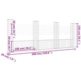 Gabionska košara U-oblika s 4 stupa 380 x 20 x 150 cm željezna | Eponuda.ba