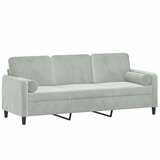  Trosjed s ukrasnim jastucima svjetlosivi 180 cm baršunasti | shoptok.hr