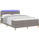  LED Box Spring Krevet Sivo-smeđa 140 x 200 cm tkanina | shoptok.hr