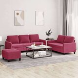  3-dijelni set sofa s jastucima crvena boja vina baršunasti Cijene