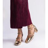 Gemre Gold patent block heels with buckles Kamola | Shoptok.si