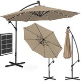 UNIPRODO Vrtni senčnik z roko, okrogel, nagiben, z LED osvetlitvijo, premer 300 cm sivo rjava, (21091270) | Shoptok.si