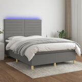 Maison Chic Box spring postelja - Vzmetna postelja z vzmetnico LED temno siva 140x200 cm blago SL3418, (21902417) | Shoptok.si