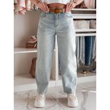 DStreet Spodnie damskie jeansowe wid leg z paskiem NEWFLOVER niebieskie | Eponuda.ba