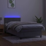  box spring s madracem LED svjetlosivi 90x200 cm baršun | shoptok.hr