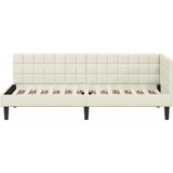  Kutni okvir kreveta s uzglavljem Krema 80 cm x 200 cm Baršun | shoptok.hr