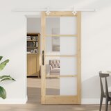 vidaXL Drsna vrata s kompletom opreme 86x198.5 cm Trda borova, Notranja vrata z steklom 'ORKDAL'86x198.5x4 cm Trda borova Cene