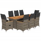 vidaXL 9-dijelni vrtni bistro set od poliratana s jastucima sivi | shoptok.hr
