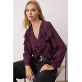 TRENDYOLMILLA Ženska košulja Twoaw26Go00045, burgundac Cene