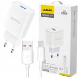 Dudao OMREŽNI POLNILEC 18W USB-A + KABEL USB-A NA USB-C BEL, (21974800) Cene
