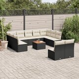  12-dijelni set vrtnih sofa od poliratana s jastucima crni | shoptok.hr