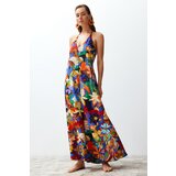 Trendyol Floral Pattern Maxi Woven Decollete Backless Beach Dress Cene