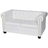 vidaXL Chesterfield kavč dvosed in trosed um. usnje bele barve | Shoptok.si