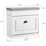 SoBuy lesena klop za čevlje s sedežem za shranjevanje v beli barvi staranega lesa 61x24x51cm, (5000009238) | Shoptok.si