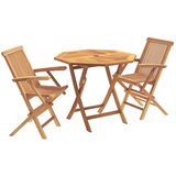  Set za vrt s 3 komada na preklapanje 3 kom. Prirodna - Osmerokut Dvosjed S naslonom za ruke | shoptok.hr
