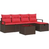  Set sofe s jastukom s pohranom 6 pcs Smeđa i crvena poliratan | shoptok.hr