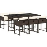  7-dijelni vrtni blagovaonski set s jastucima poliratan smeđi | shoptok.hr