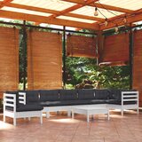 Maison Chic Seti vrtnega pohištva - Vrtna garnitura - Vrtni pohištvo set 9-delna z blazinami bela borovina, (21797970) | Shoptok.si