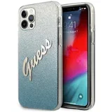 guess Maska za iPhone 12/12 Pro Hc PC/TPU Script Glitter Gradient 6.1 srebrno-plava