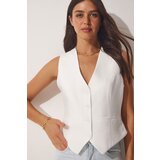  Women's White V-Neck Stylish Airobine Vest | shoptok.hr