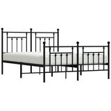  Metalni okvir kreveta uzglavlje i podnožje crni 150x200 cm | shoptok.hr