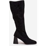 Boto Women's Block Heeled Boots with Stitching Black Celandine | Shoptok.si