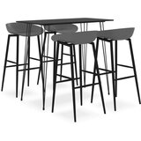  Stol i stolice - 5-dijelni barski set crno-sivi - Crna i siva 4 5 | shoptok.hr