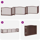 vidaXL Ograda za pse z vrati zložljiva 6 panelov rjava 480 cm les | Shoptok.si