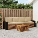  Set vanjskih sofa 5 kom. Prirodna i bež Čvrsto drvo akacije | shoptok.hr