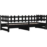  Dnevni ležaj na izvlačenje crni 2x(90x200) cm masivna borovina | shoptok.hr