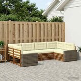  Set vanjskih sofa 6 kom. Prirodna i krem Čvrsto drvo akacije | shoptok.hr