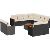  12-dijelni set vrtnih sofa od poliratana s jastucima crni | shoptok.hr
