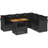  7-dijelni set vrtnih sofa od poliratana s jastucima crni | shoptok.hr