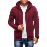 Edoti BASIC unbuttoned men's hooded sweatshirt - maroon | Eponuda.ba