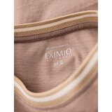 Ombre Men's cotton longsleeve with striped U neckline and embroidery - brown | Shoptok.si