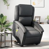  The Living Store Masažni naslanjač s funkcijo vstajanja črno pravo usnje - Dvižni Masažni Naslanjač, (21501818) | Shoptok.si