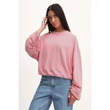 BOSS Orange Bombažen pulover ženski, roza barva, 50518541