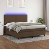  Box spring postelja z vzmetnico LED temno rjava 160x200cm blago, (20897136) | Shoptok.si